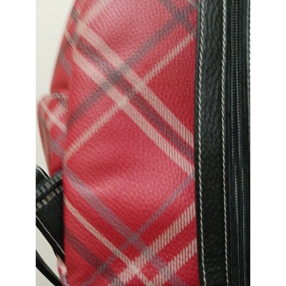 Stone & Co. Mini Plaid Backpack Red Plaid Black Straps Gold Inside main image 16